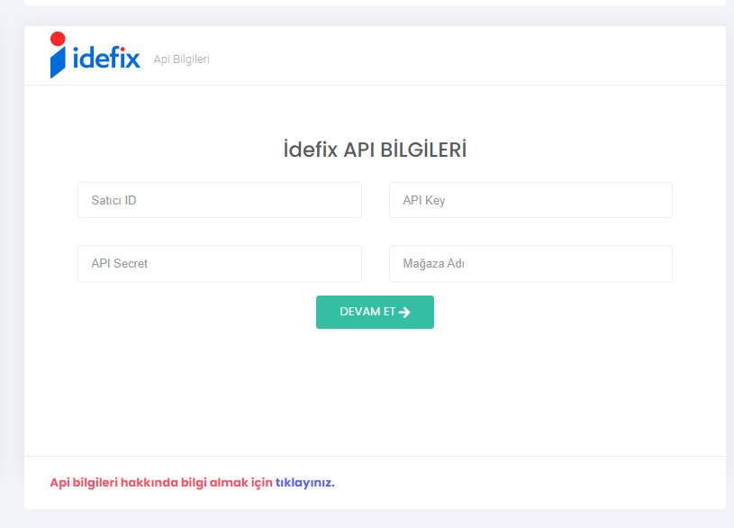 İdefix Entegrasyon Kurulumu