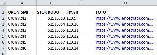 XML ve Excel ile Toplu &Uuml;r&uuml;n Y&uuml;kleme 2